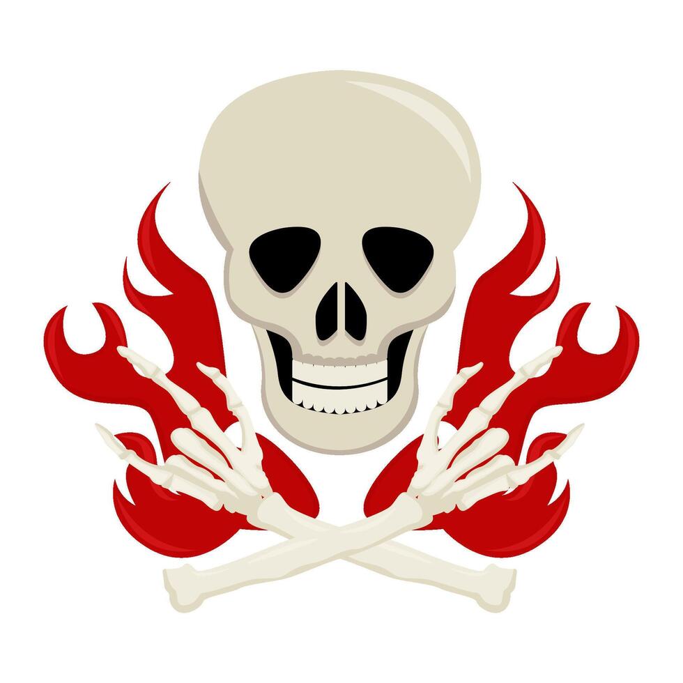 skull bone with fire illustration vector