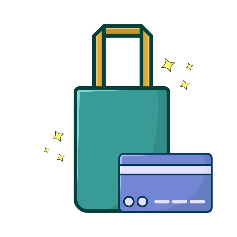 shopping bag with debit card illustration vector