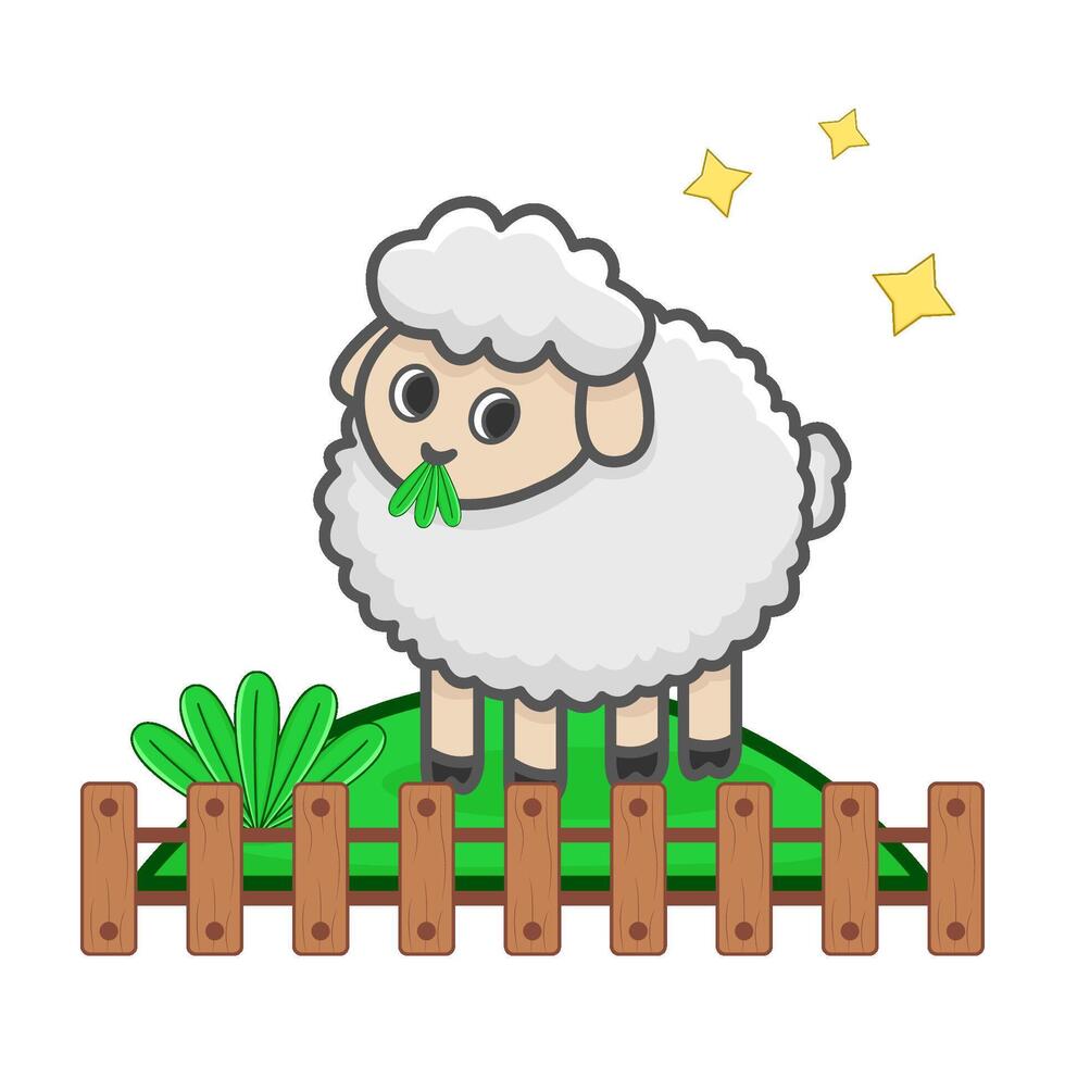 sheep in farm illustration vector