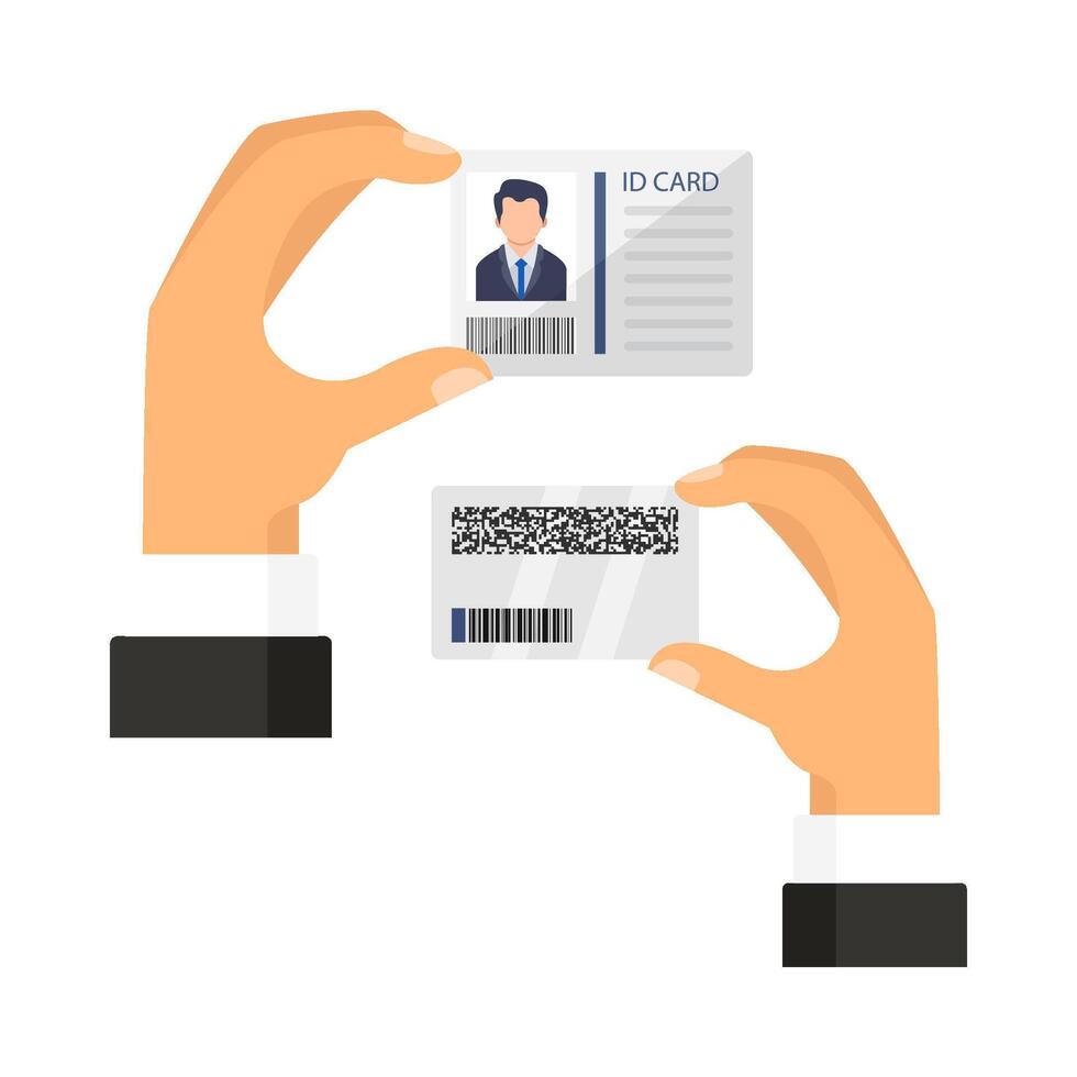 id card with code id card in hand illustration vector