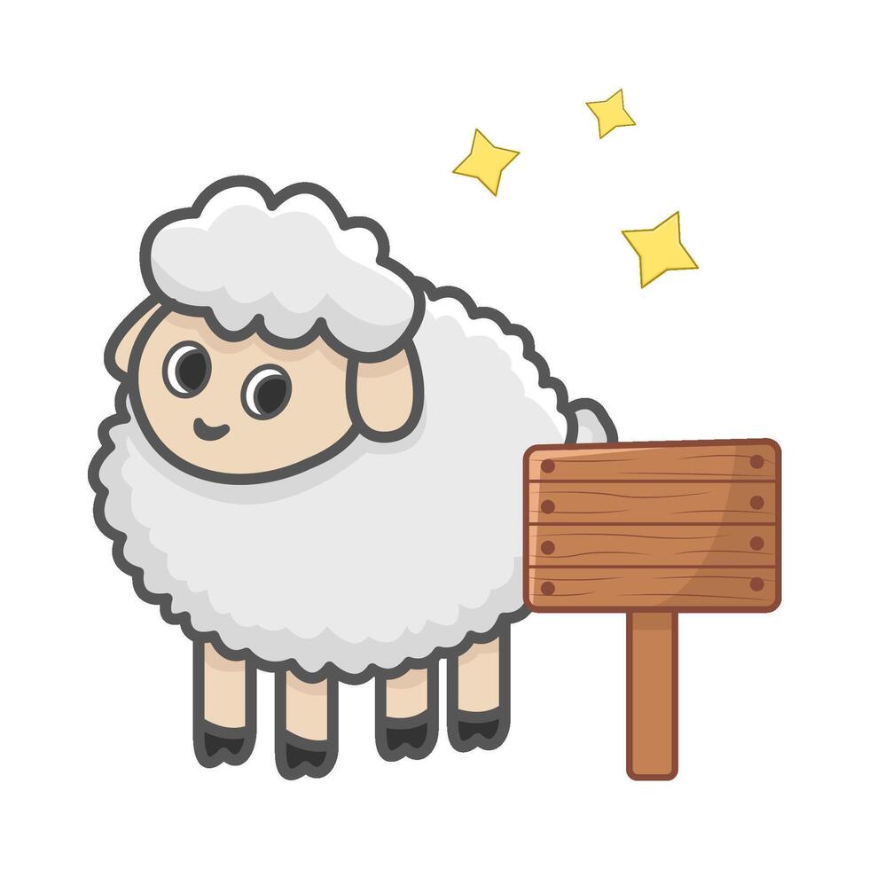 sheep with board illustration vector