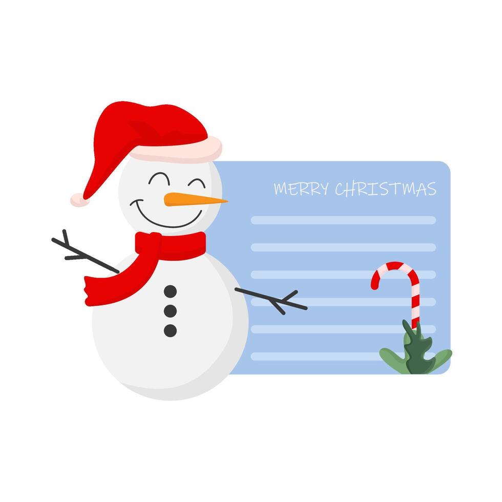 snowman christmas with greeting card  illustration vector