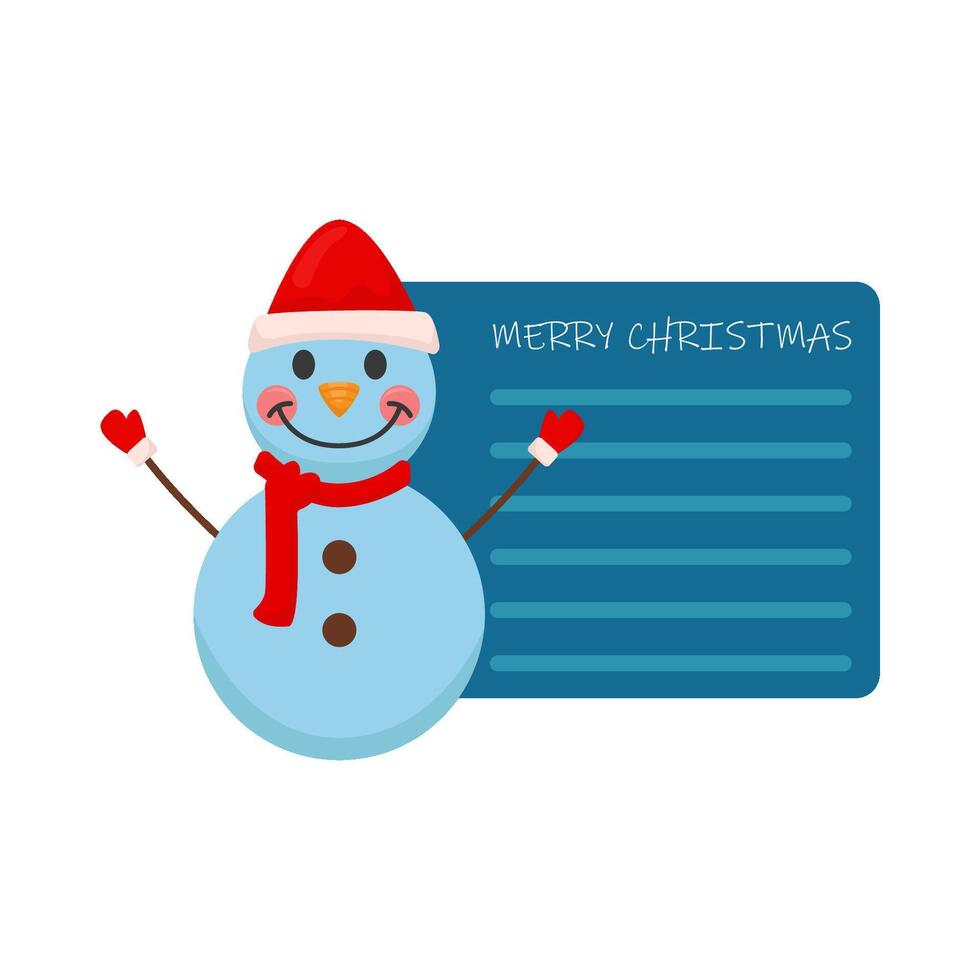 snowman christmas with greeting card  illustration vector