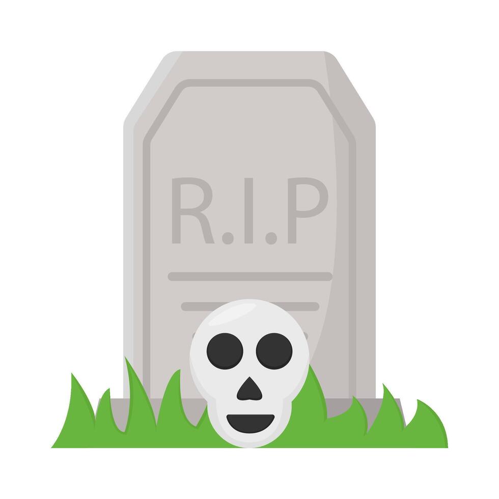 skull in graveyard illustration vector