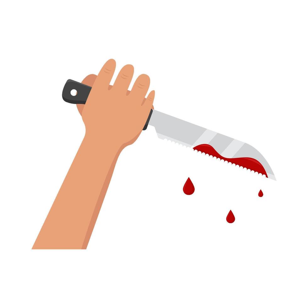 knife blood in hand illustration vector