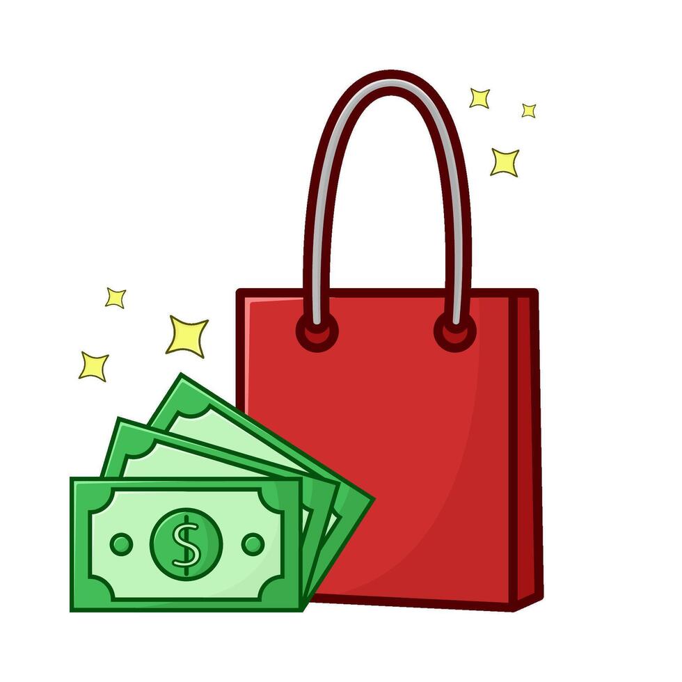 compras bolso con dinero ilustración vector