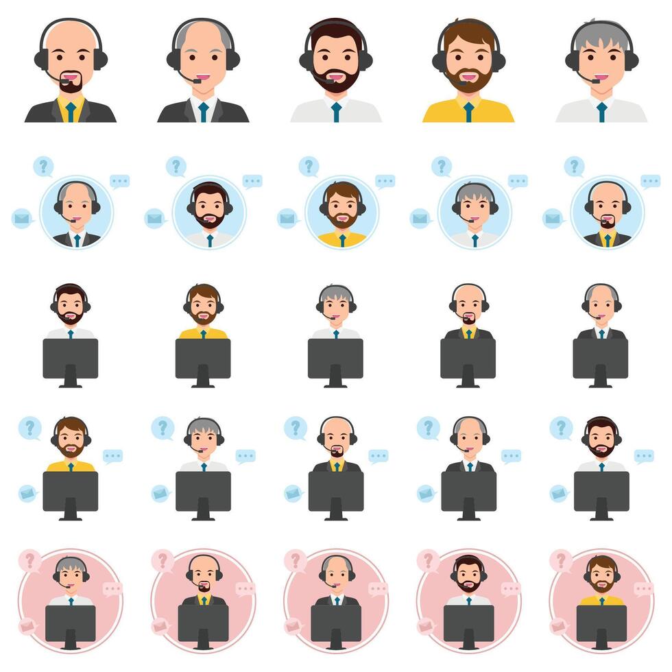 call center pack illustration vector