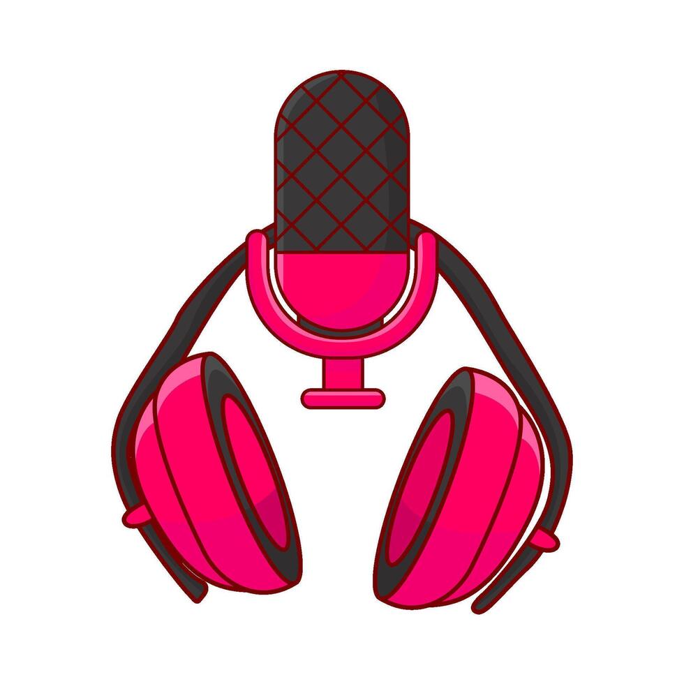 headphone with mic illustration vector