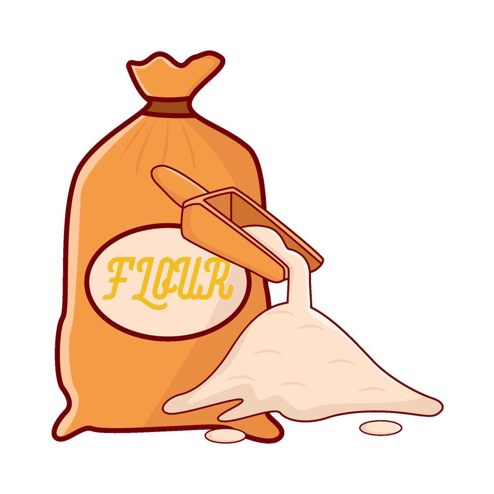 flour with flour bag illustration vector