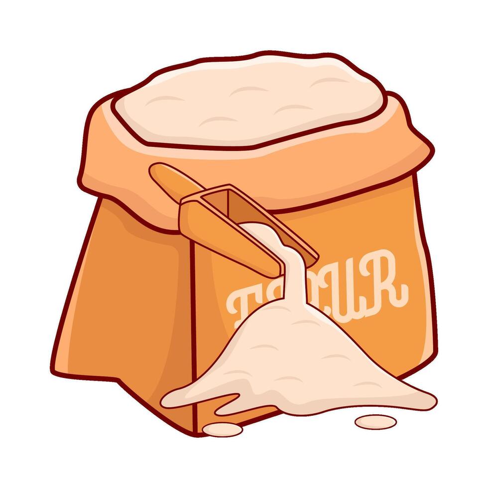 flour with flour bag illustration vector