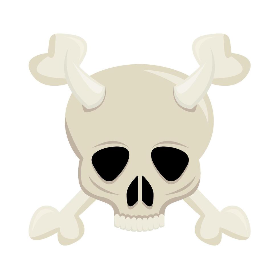 skull with bone illustration vector