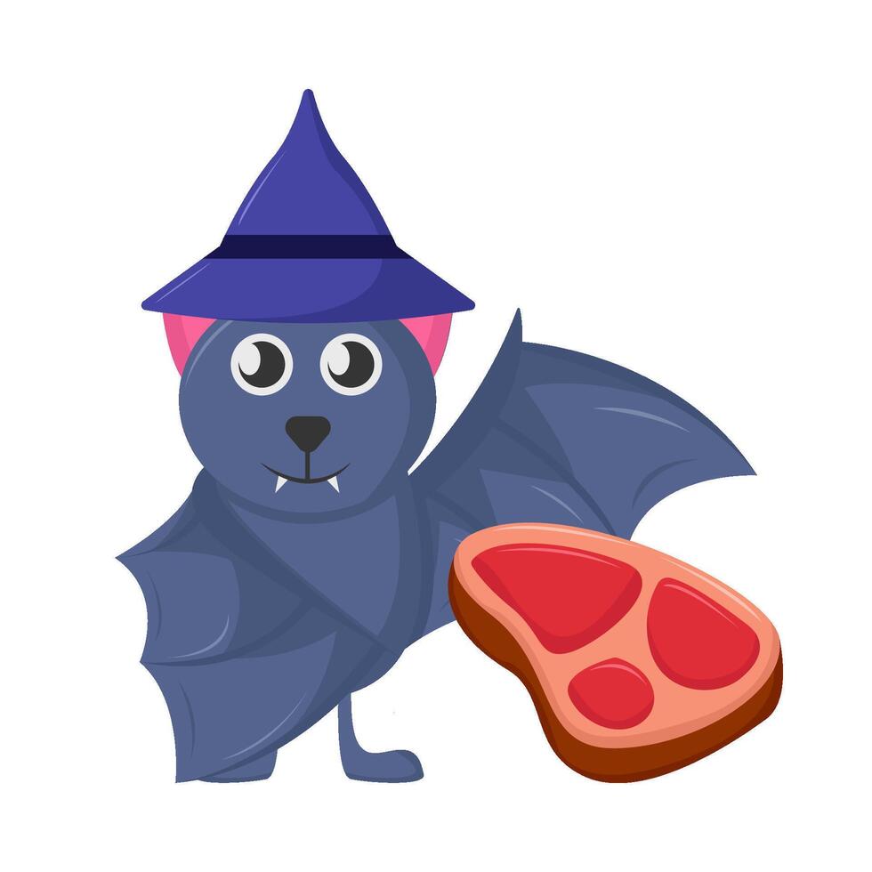 bat with beef illustration vector