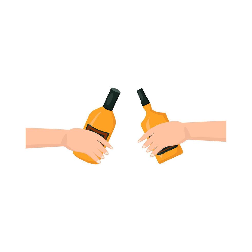 bottle alcohol in hand illustration vector