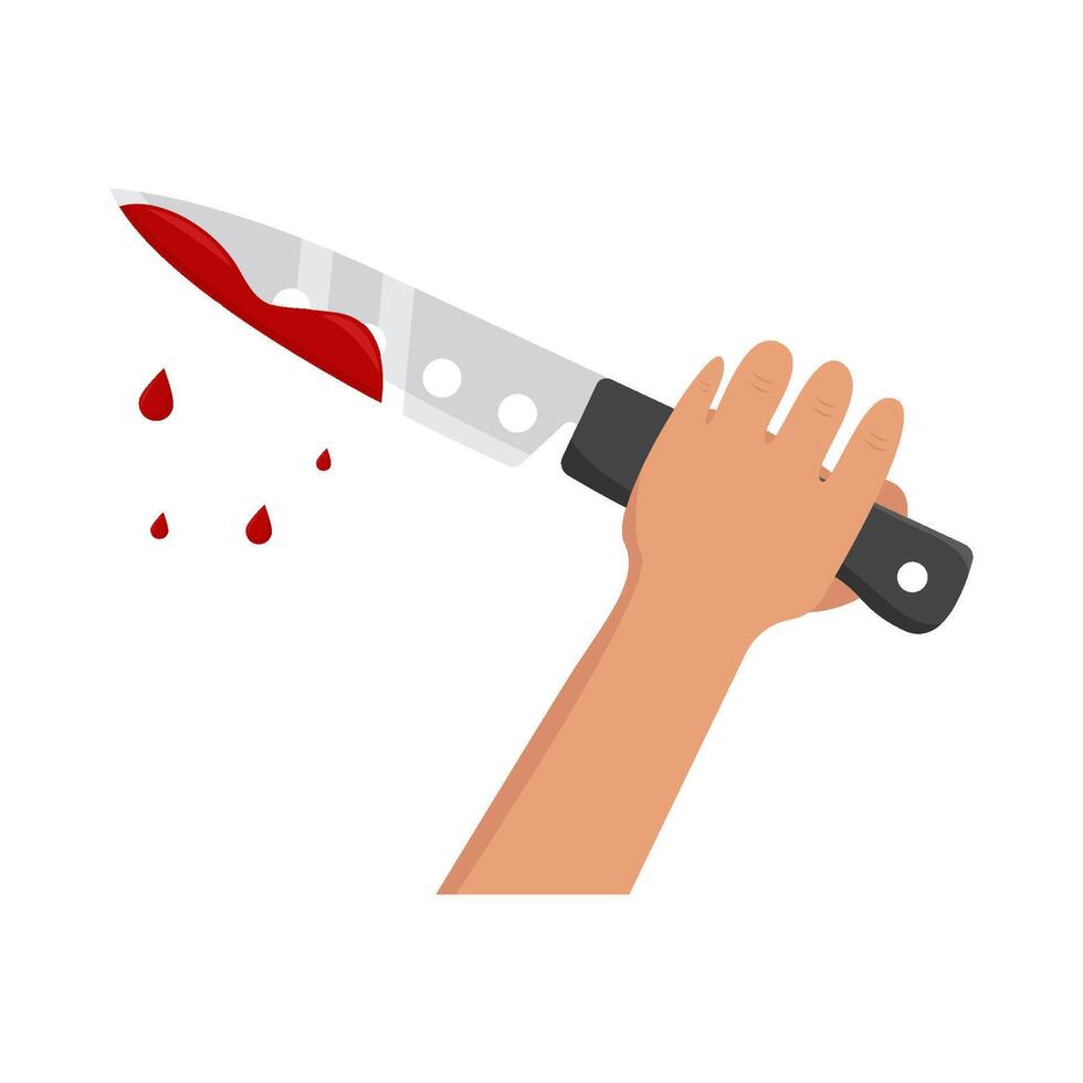 knife blood in hand illustration vector