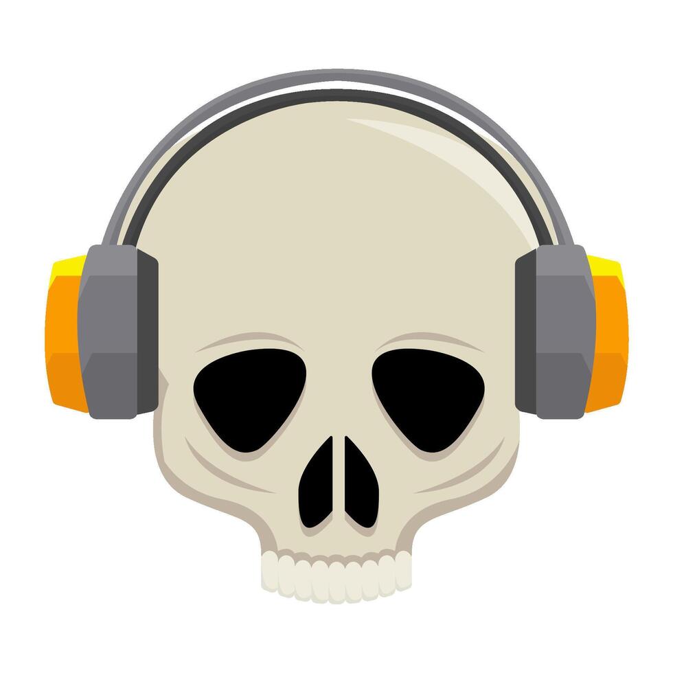 headphone in skull illustration vector