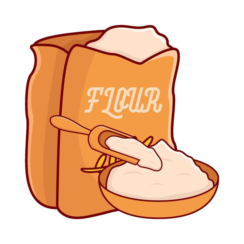 flour packaging with flour in plate illustration vector