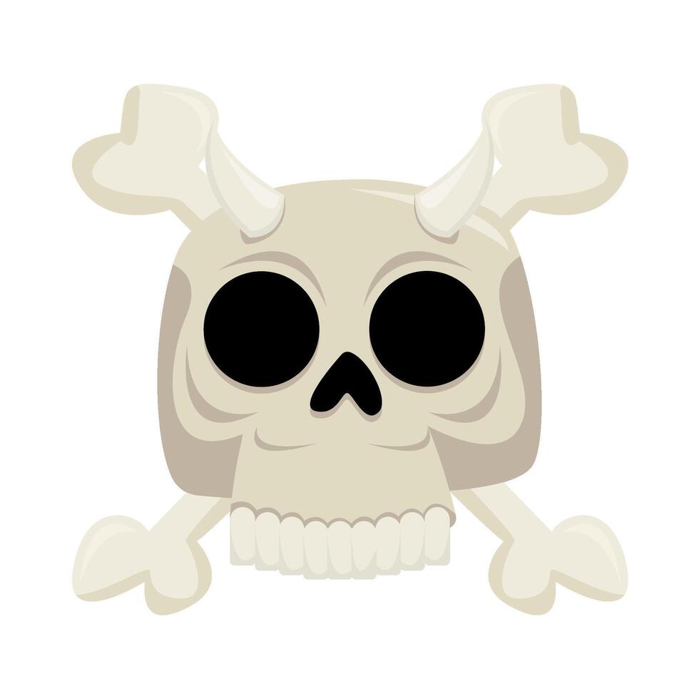 skull with bone illustration vector
