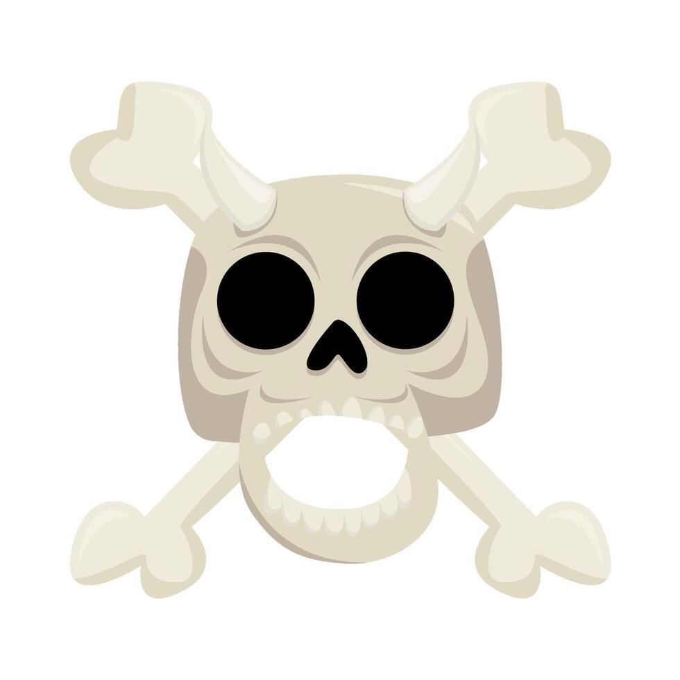 skull with bone illustration vector