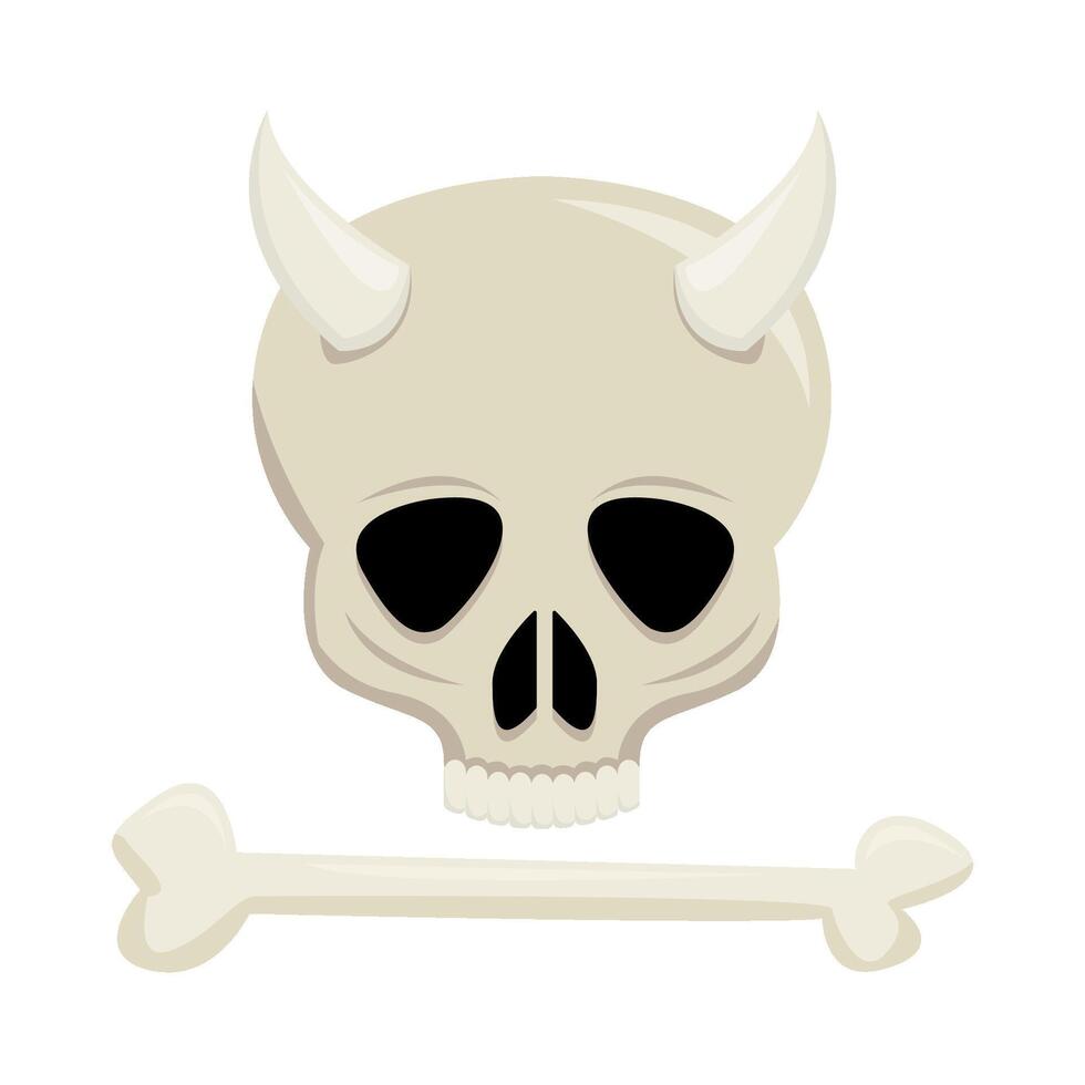 skull with bone illustration vector