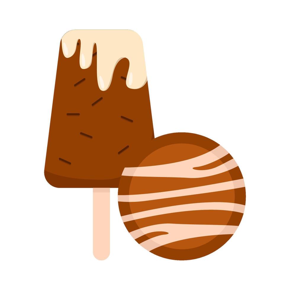 ice cream chocolate with cookies illustration vector