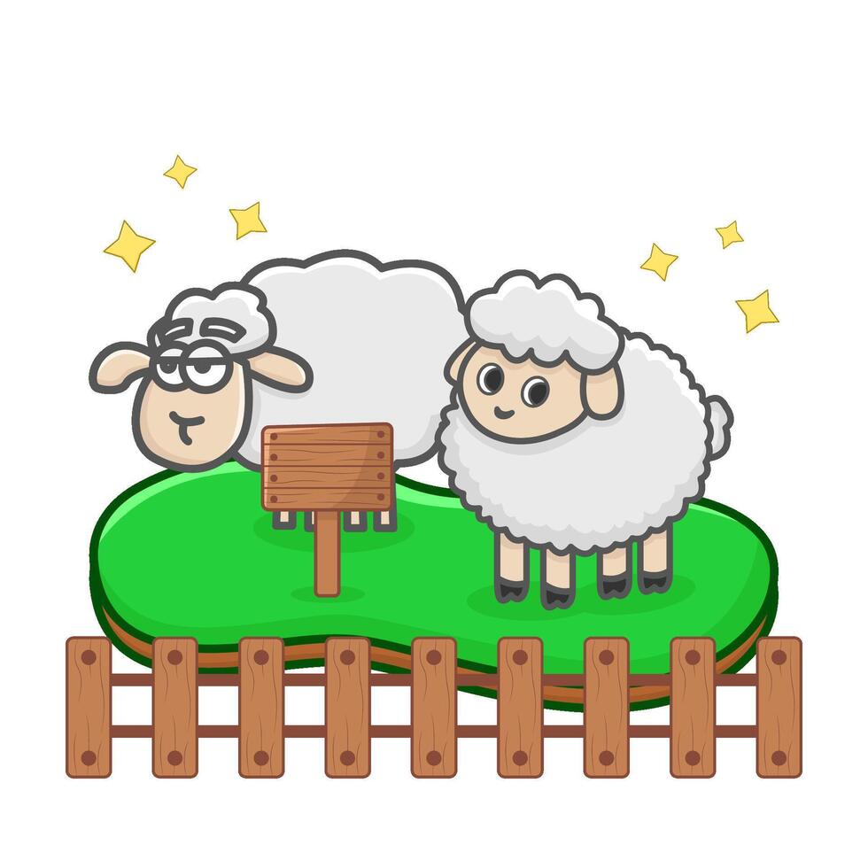 sheep in farm illustration vector