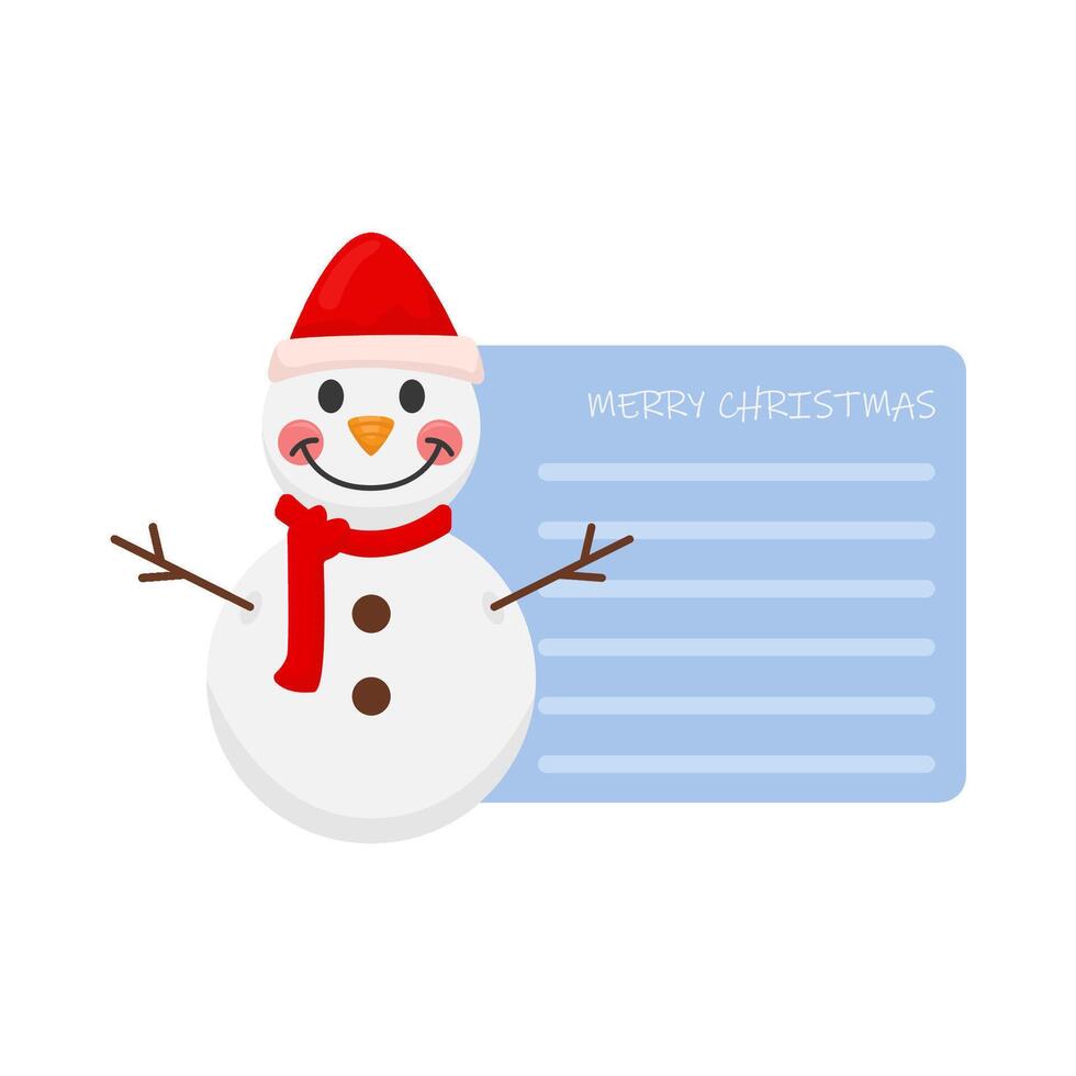 snowman with  greeting card christmas illustration vector