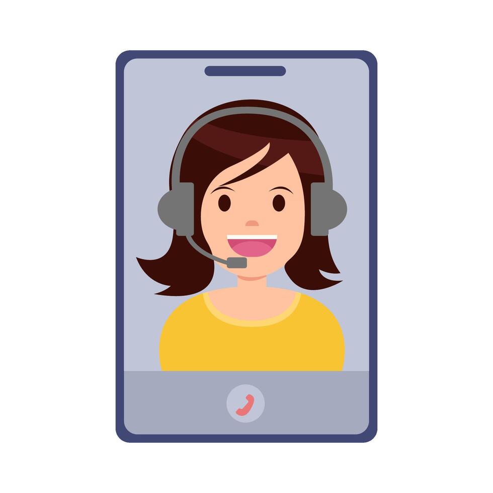 call center in mobile phone illustration vector
