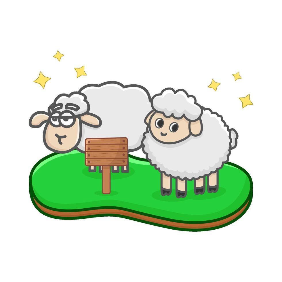 sheep with board illustration vector