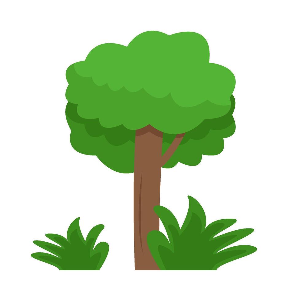 árbol con césped verde ilustración vector