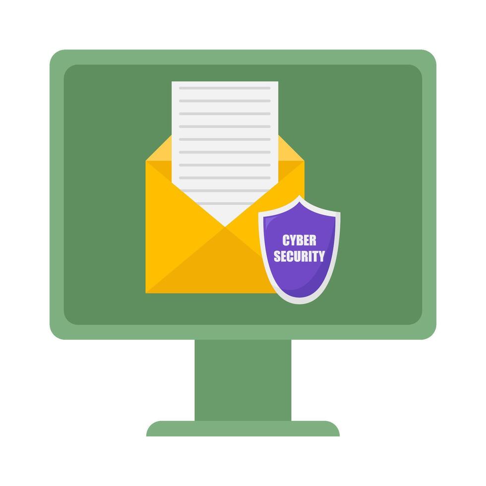 cyber security mail in computer illustration vector