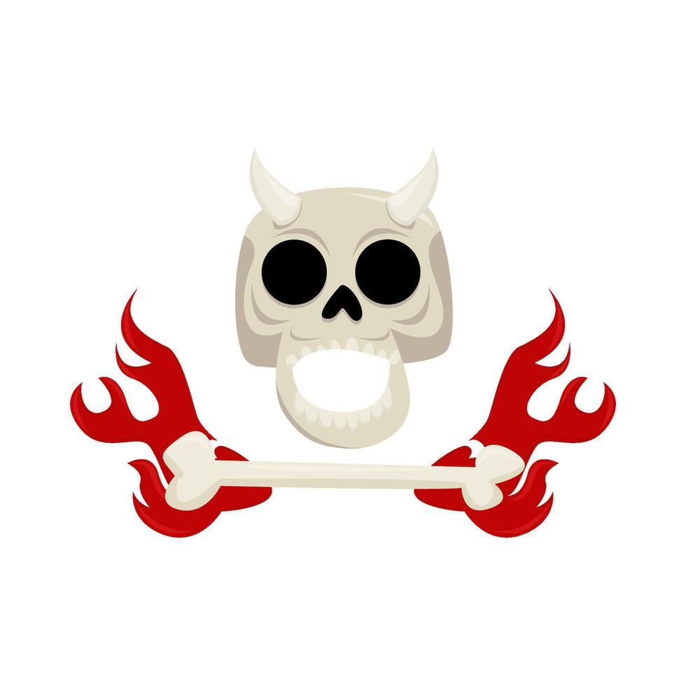 skull bone with fire illustration vector