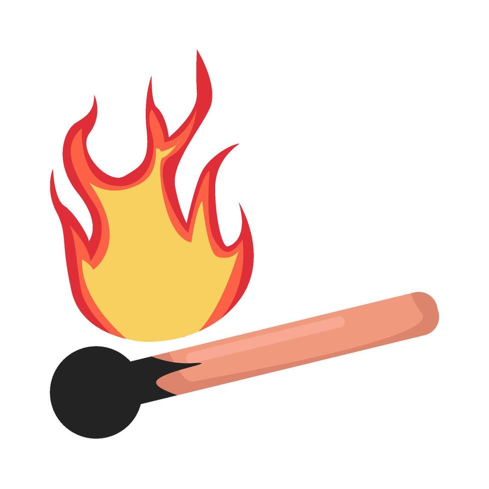 fire in match illustration vector