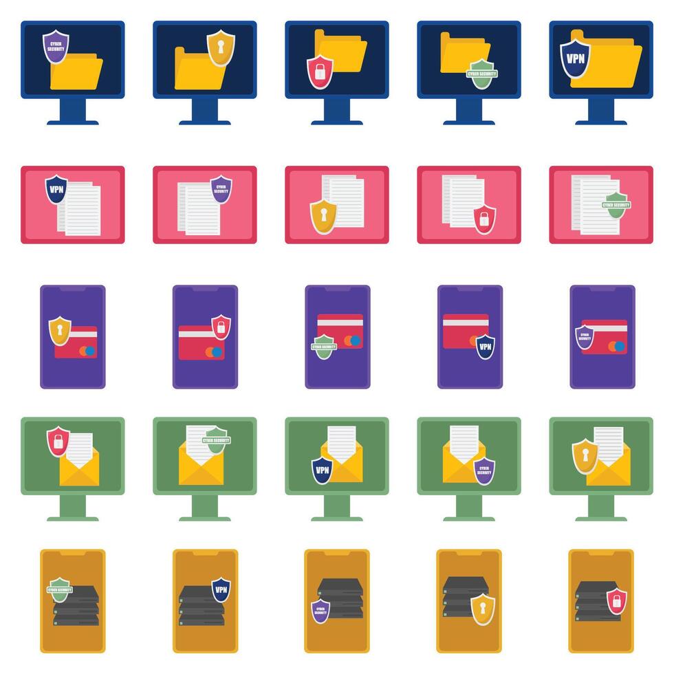 cyber security pack illustration vector