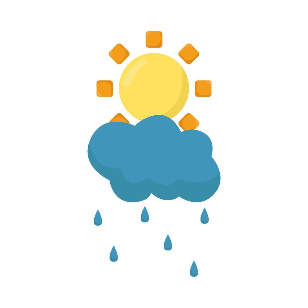 sun summer with cloud rain illustration vector