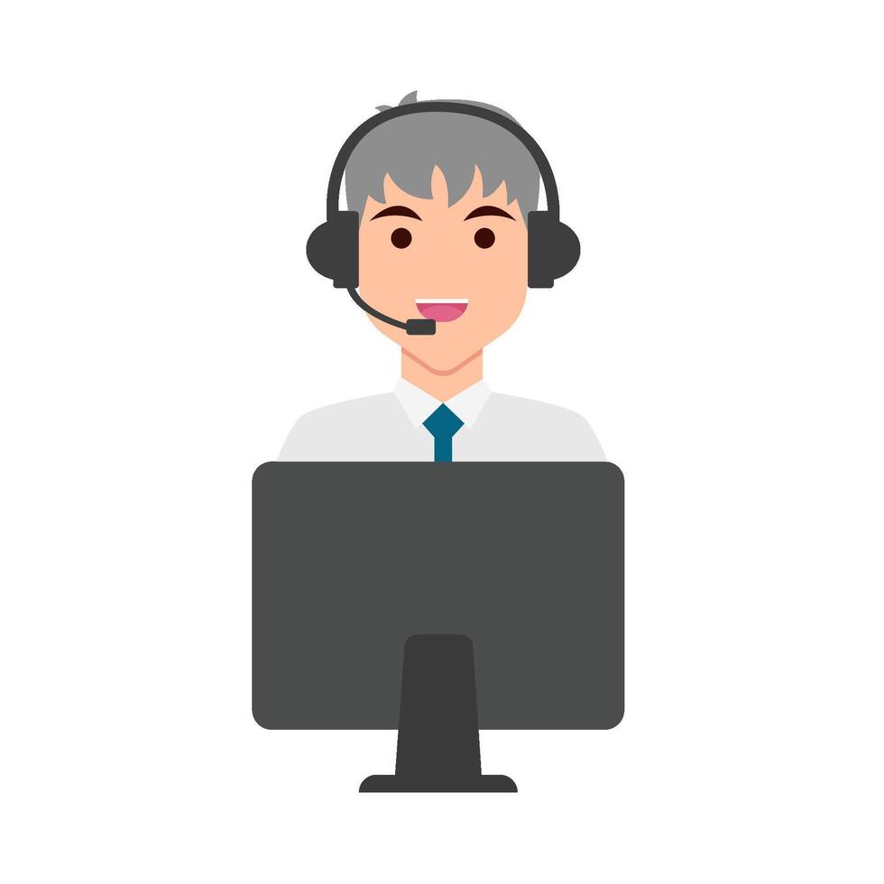call center work in laptop illustration vector
