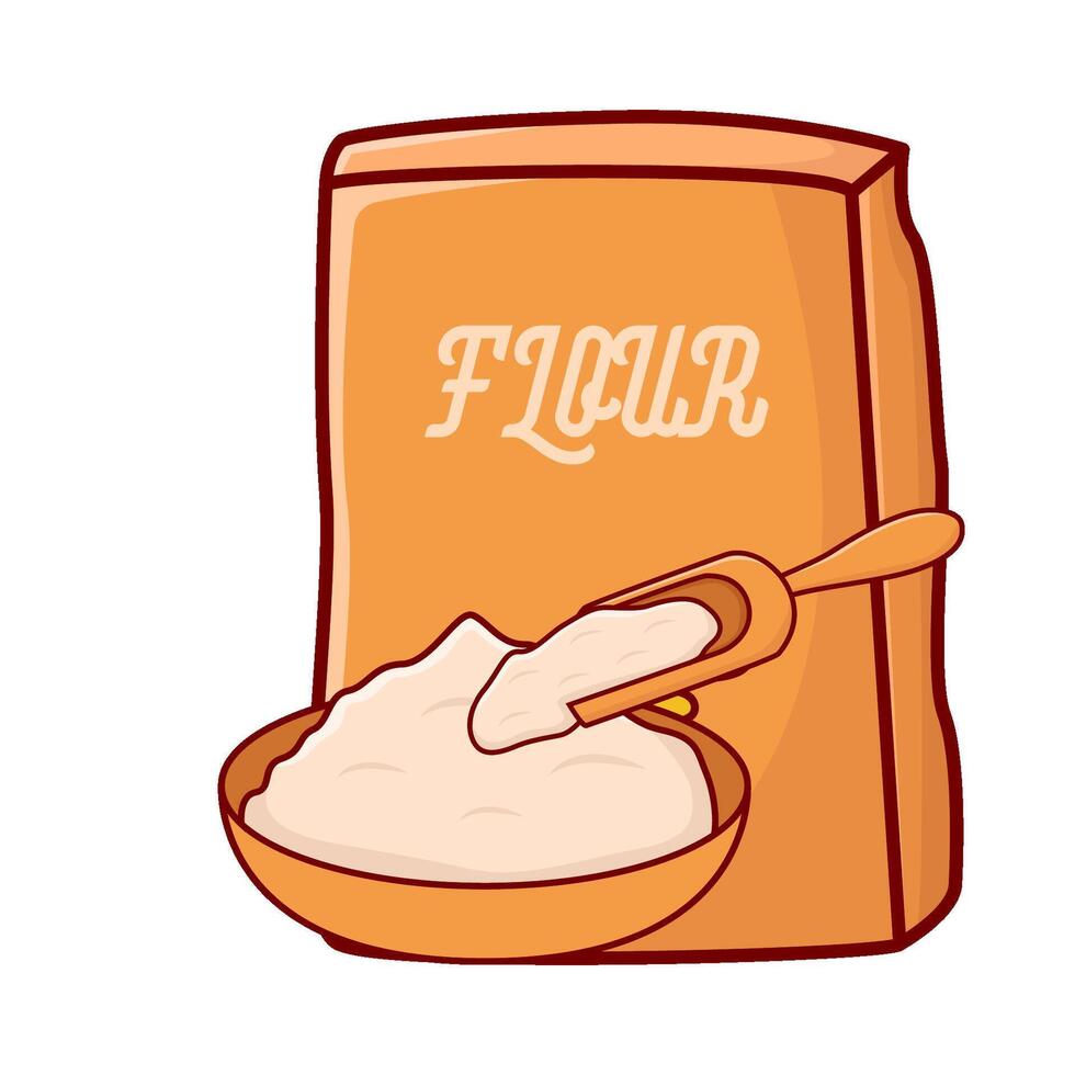 box flour with flour in bowl illustration vector