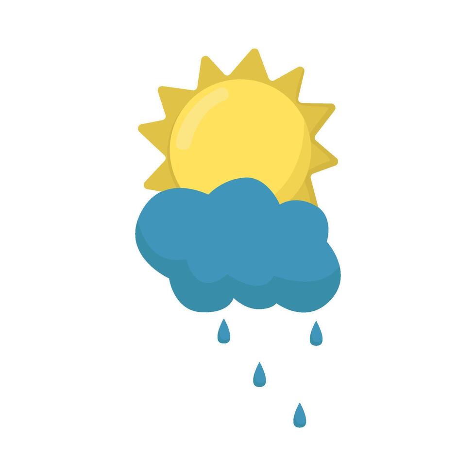sun summer with cloud rain illustration vector