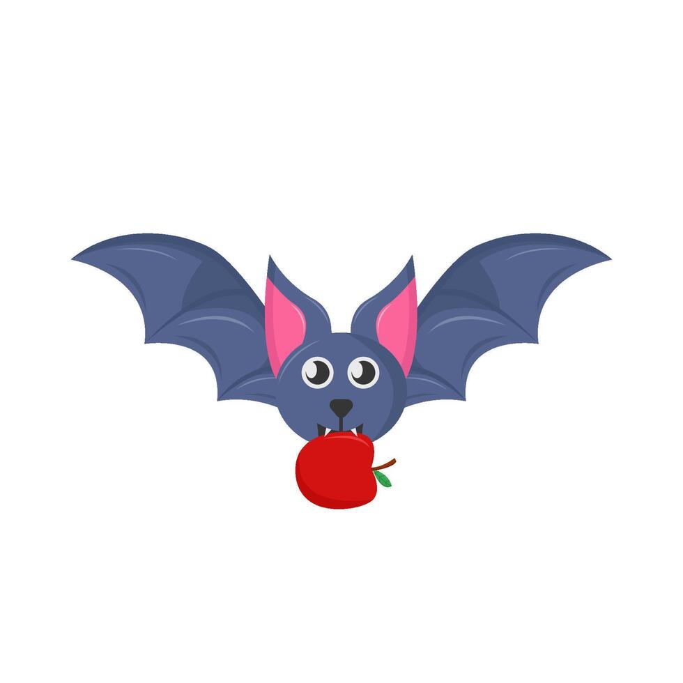 bat with apple illustration vector