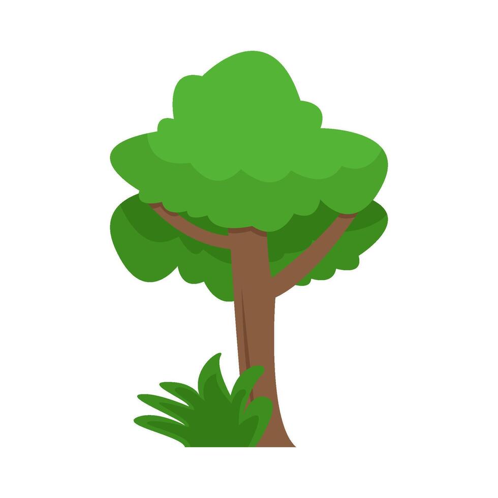 árbol con césped verde ilustración vector