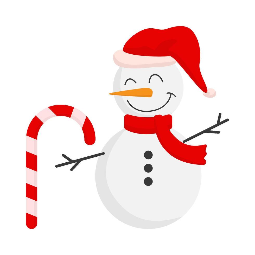 snowman with stick candy illustration vector