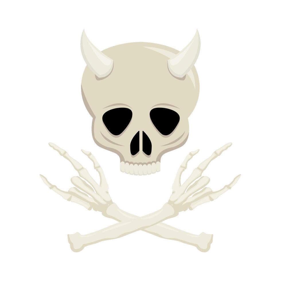 skull with bone illustration vector