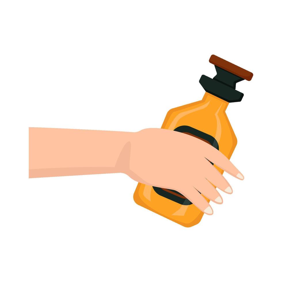 bottle alcohol in hand illustration vector