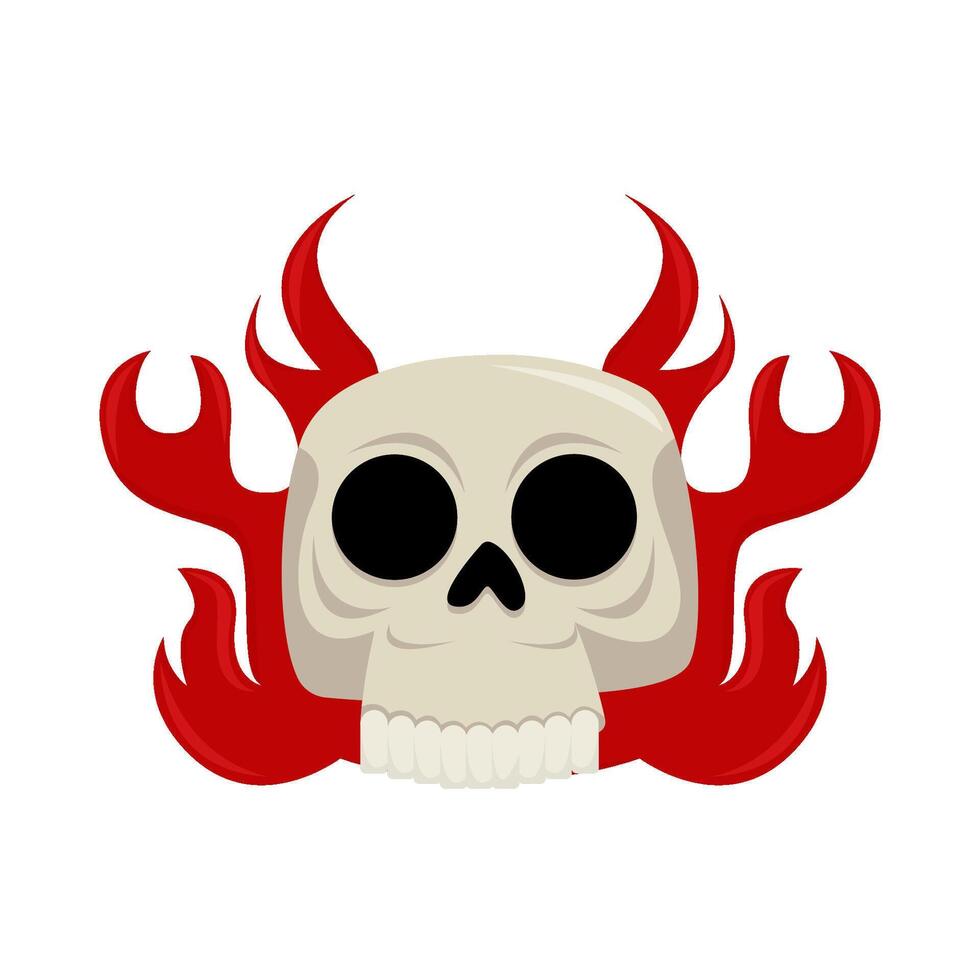 skull with fire illustration vector