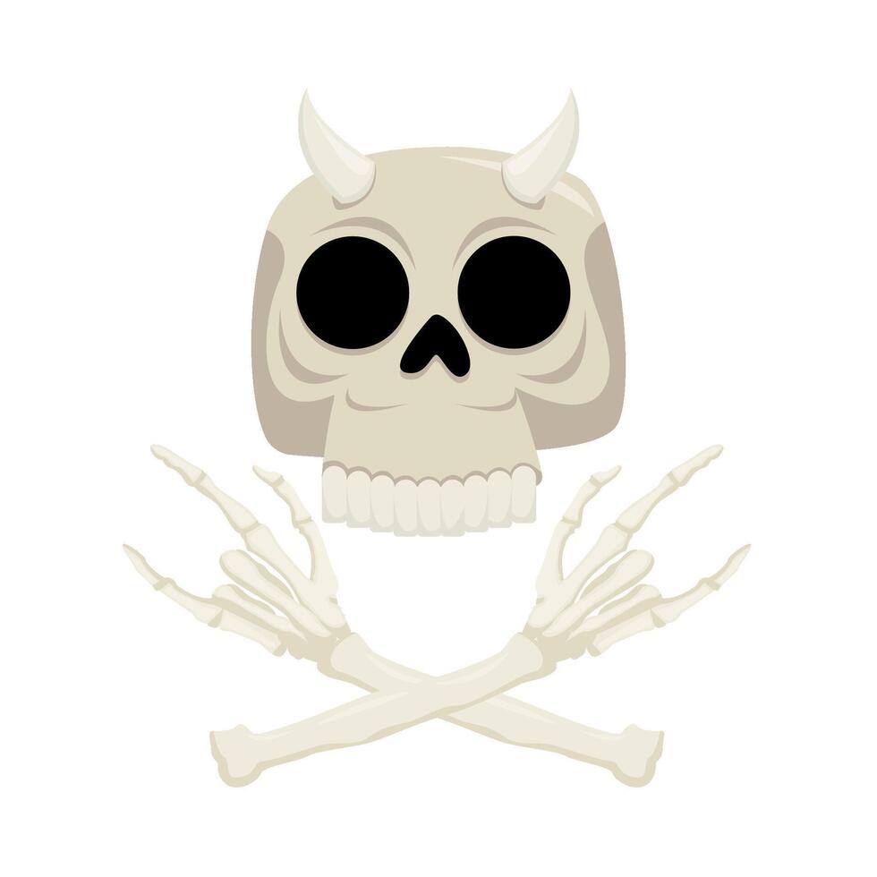 skull with bone illustration vector