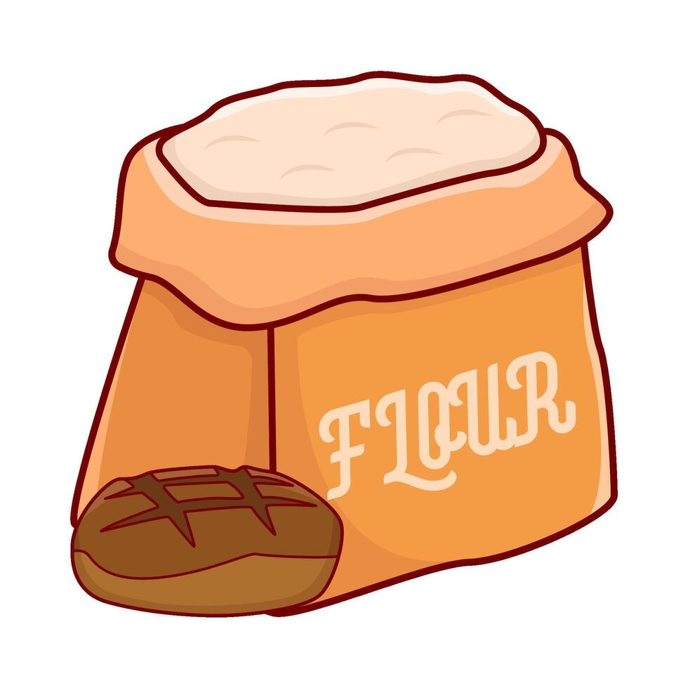 flour bag with bread illustration vector