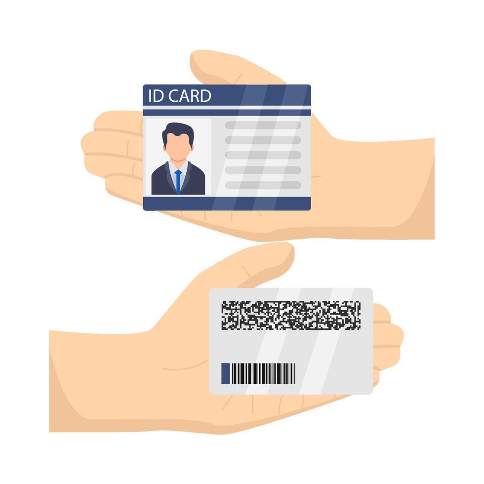 id card with code id card in hand illustration vector