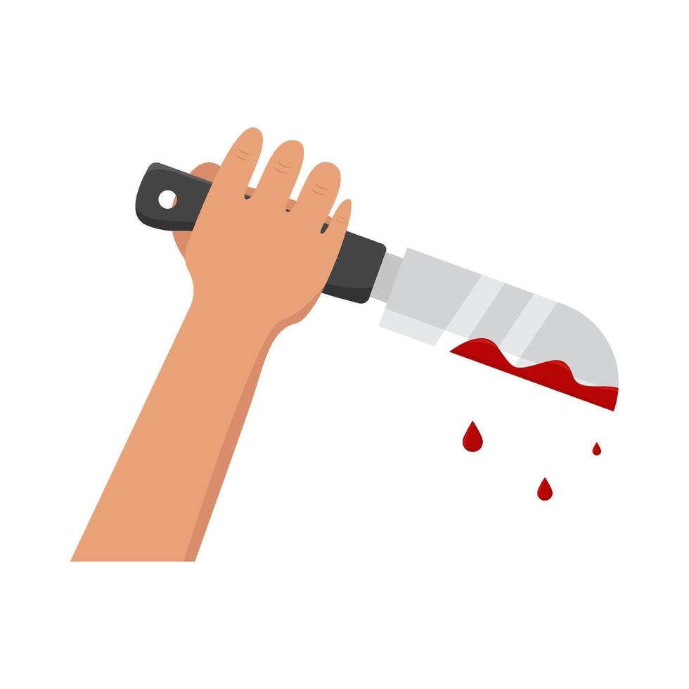 knife blood in hand illustration vector