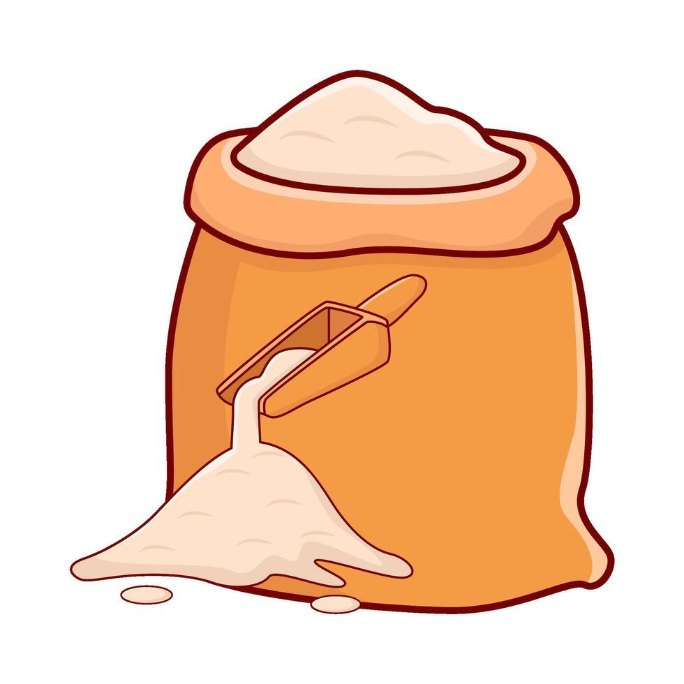 flour with flour bag illustration vector