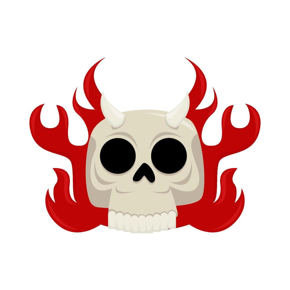 skull  with fire illustration vector