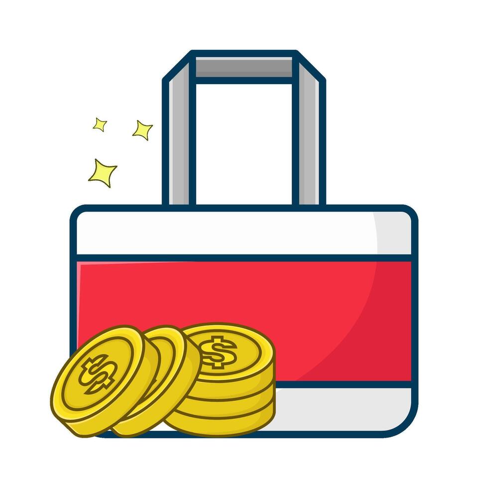 compras bolso con dinero moneda ilustración vector